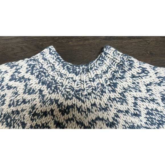 NEW $495 Theory Blue Chevron Sweater in Felted Wool-Cashmere Fair Isle sz S - Picture 5 of 7